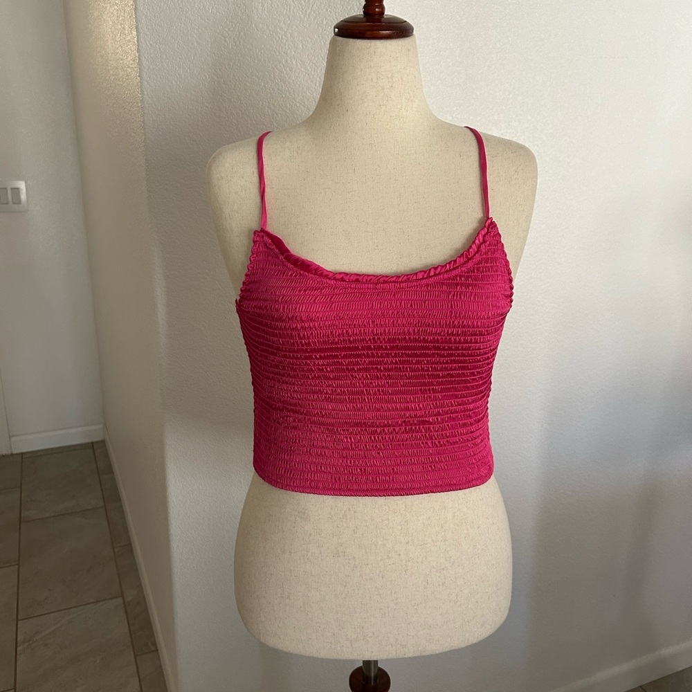Free People Pink Ribbed Sleeveless Camisole
